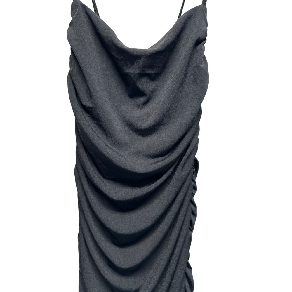 NWT Abercrombie &‎ Fitch Black Ruched Cowl Neck Midi Dress XSmall Tall